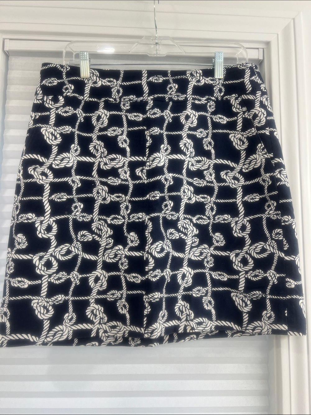 Talbots Navy and White Rope-Print Mini Skirt